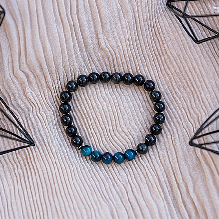 Kareem, bratara handmade barbati din Cristale de Obsidian si Ochi de Tigru Royal Blue, margele de 8mm [6]