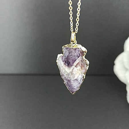 Lant cu colier pietre semipretioase Ametist sageata, Kymaia, din cupru placat cu aur 18K [4]