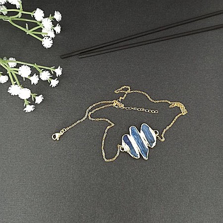 Lant cu Pandantiv cristale Kyanit, Saloni, placat cu aur de 18K [6]