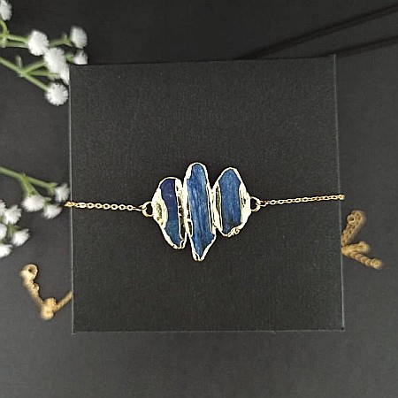 Lant cu Pandantiv cristale Kyanit, Saloni, placat cu aur de 18K [3]