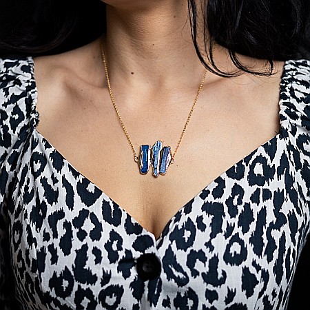 Lant cu Pandantiv cristale Kyanit, Saloni, placat cu aur de 18K [2]