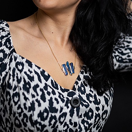 Lanturi / Coliere - Lant cu Pandantiv cristale Kyanit, Saloni, placat cu aur de 18K