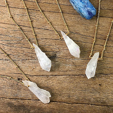 Lant cu pandantiv din cristal Piatra Lunii brut, Kala ❤️ placat cu aur de 18K [2]