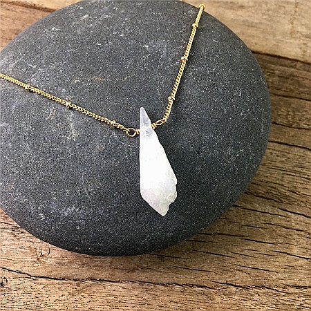 Lanturi / Coliere - Lant cu pandantiv din cristal Piatra Lunii brut, Kala ❤️ placat cu aur de 18K