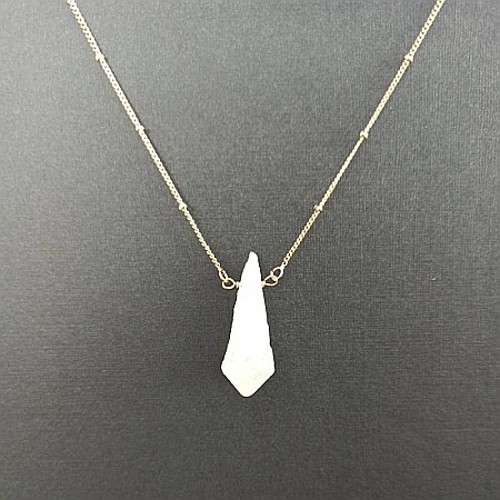 Lant cu pandantiv din cristal Piatra Lunii brut, Kala ❤️ placat cu aur de 18K [3]