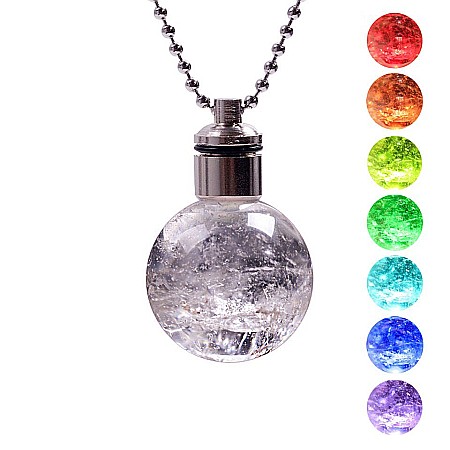 Lant cu pandantiv din Cuart Transparent Yani, cu Lumina LED, culori diferite [4]