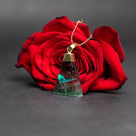 Lant cu pandantiv din piatra naturala de Fluorit, Kantee, placat cu aur de 18K [8]