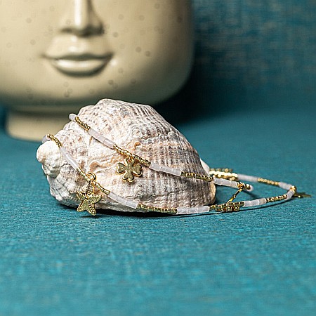 Lant de talie/corp versatil din cristale de Cuart Roz, placat cu aur de 18K [10]