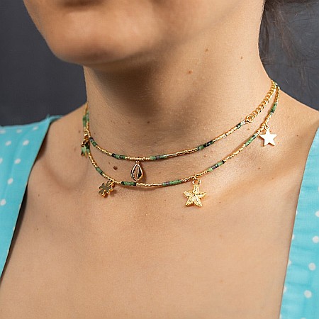 Lant de talie/corp versatil din cristale de Rubin Zoisit, placat cu aur de 18K [10]