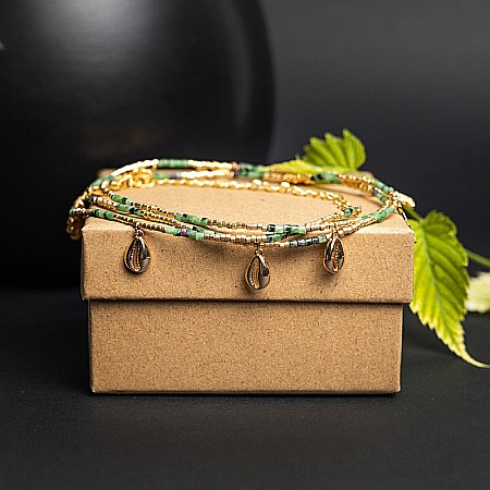 Lant de talie/corp versatil din cristale de Rubin Zoisit, placat cu aur de 18K [5]