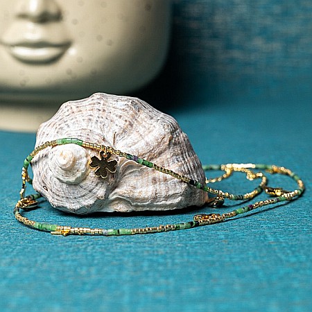 Lant de talie/corp versatil din cristale de Rubin Zoisit, placat cu aur de 18K [2]