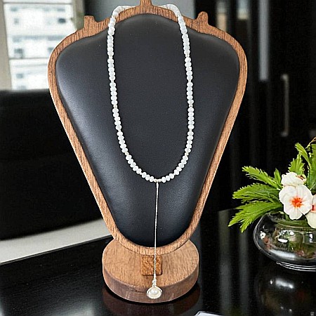 Lantisor lung elegant din argint cu rondele din sidef de scoica si pandantiv scoica cu perla [1]