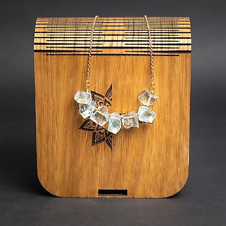 Mali, colier cu pietre brute neregulate, cristale de Apatit, placat cu aur de 18K [4]