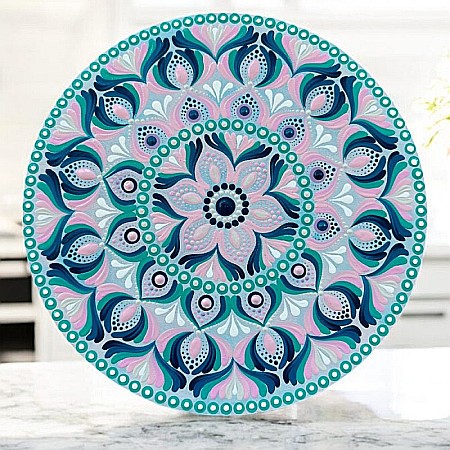 Mandala pictata manual in culorile zodiei Balanta, 30 cm [1]