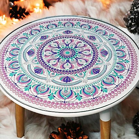 Masa pictata cu model mandala cu geam securizat [1]