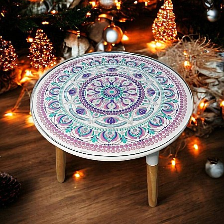 Tablouri Mandala - Masa pictata cu model mandala cu geam securizat