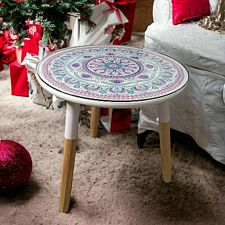 Masa pictata cu model mandala cu geam securizat [7]