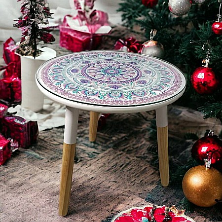 Masa pictata cu model mandala cu geam securizat [3]