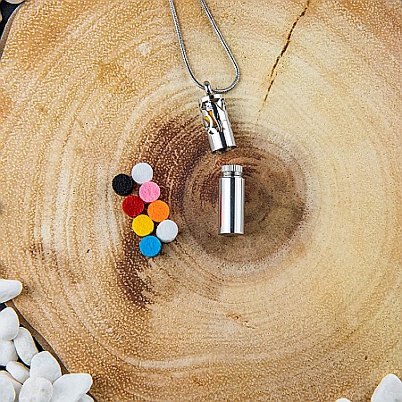 Medalion Cilindric Pentru Aromaterapie CAT, cu Lant Snake din Otel Inoxidabil, 25 cm [6]