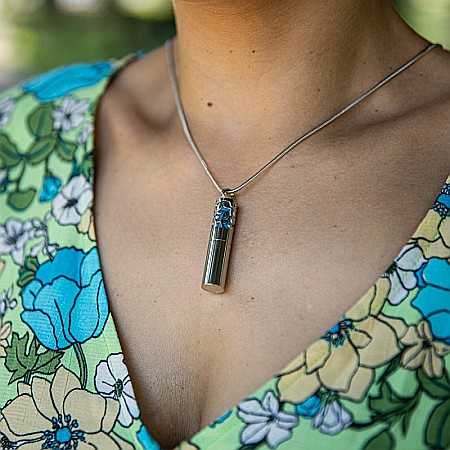 Medalion Cilindric Pentru Aromaterapie CAT, cu Lant Snake din Otel Inoxidabil, 25 cm [2]