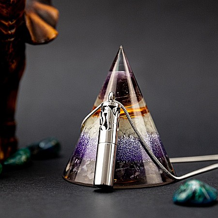 Medalion Cilindric Pentru Aromaterapie CAT, cu Lant Snake din Otel Inoxidabil, 25 cm [7]