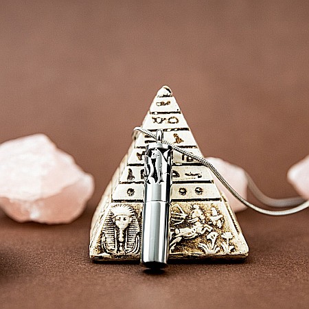 Bijuterii aromaterapie - Medalion Cilindric Pentru Aromaterapie CAT, cu Lant Snake din Otel Inoxidabil, 25 cm