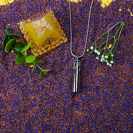 Medalion Cilindric Pentru Aromaterapie CAT, cu Lant Snake din Otel Inoxidabil, 25 cm [1]