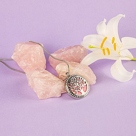 Bijuterii aromaterapie - Medalion Difuzare Uleiuri Esentiale, Aromaterapie COPACUL VIETII cu Lant Snake, din Otel Inoxidabil, 2.5 cm