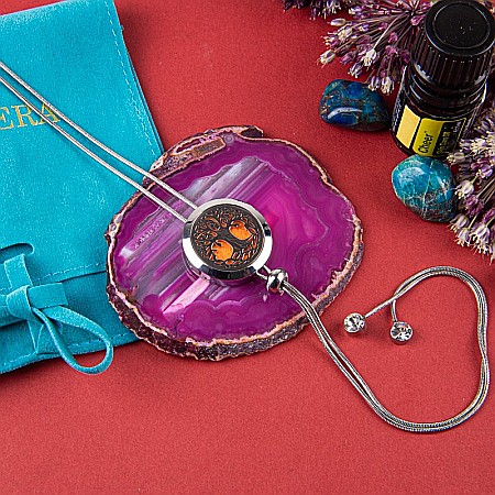 Medalion Difuzor Uleiuri Esentiale, Aromaterapie, COPACUL VIETII, cu Lant Snake din Otel Inoxidabil, 52.5 cm [2]