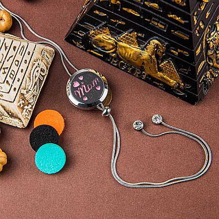 Medalion Difuzor Uleiuri Esentiale, Aromaterapie, Mom, cu Lant Snake din Otel Inoxidabil, 52.5 cm [4]