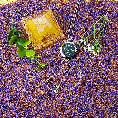 Medalion Difuzor Uleiuri Esentiale, Aromaterapie, Mom, cu Lant Snake din Otel Inoxidabil, 52.5 cm [1]