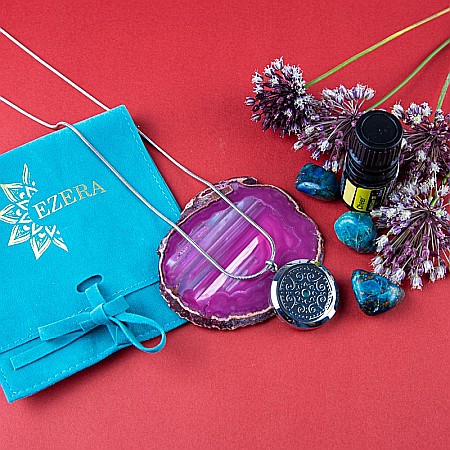 Medalion Mandala ASMEE cu Lant Snake, Pentru Aromaterapie, din Otel Inoxidabil, 2.5 cm [1]