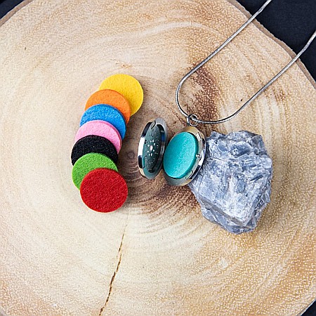 Medalion Mandala ASMEE cu Lant Snake, Pentru Aromaterapie, din Otel Inoxidabil, 2.5 cm [7]