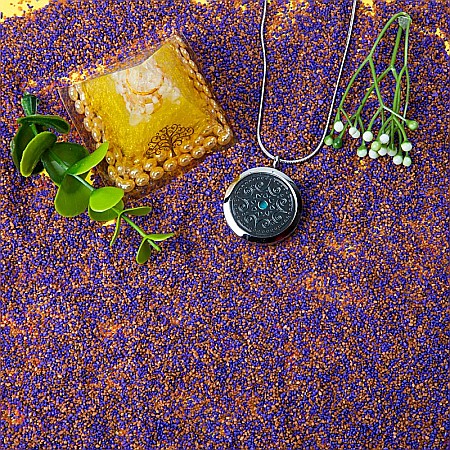 Medalion Mandala ASMEE cu Lant Snake, Pentru Aromaterapie, din Otel Inoxidabil, 2.5 cm [6]