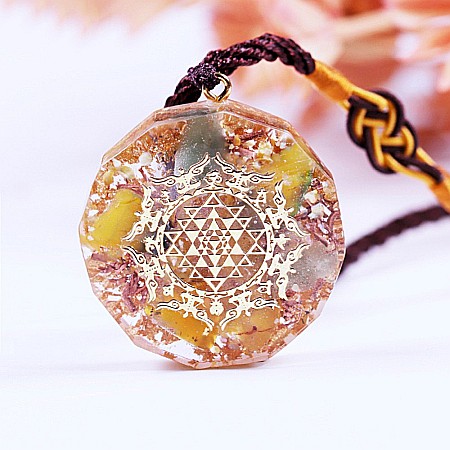 Medalion Orgonic Cristale Aventurin si Topaz Irene, simbol SriYantra [4]