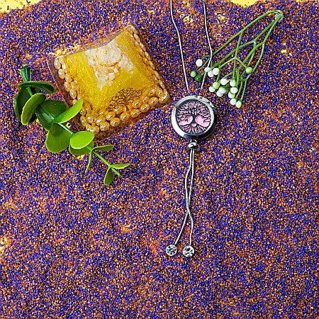 Medalion Pentru Aromaterapie COPACUL VIETII INIMA, cu Lant Snake din Otel Inoxidabil, 52.5 cm [3]