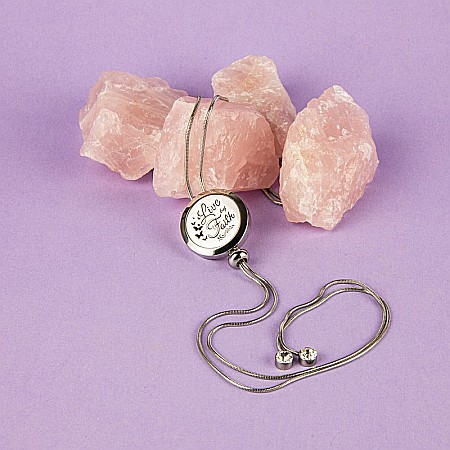 Bijuterii aromaterapie - Medalion Pentru Aromaterapie LIVE by FAITH, cu Lant Snake din Otel Inoxidabil, 52.5 cm