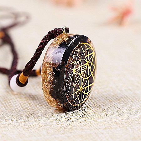 Pandantiv Cristal Obsidian si Ametist Orgonit Ozzy, simbol Samanta Vietii [3]