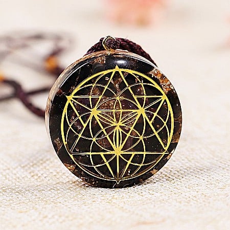 Pandantiv Cristal Obsidian si Ametist Orgonit Ozzy, simbol Samanta Vietii