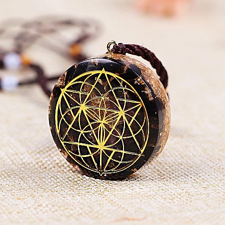 Pandantiv Cristal Obsidian si Ametist Orgonit Ozzy, simbol Samanta Vietii [5]