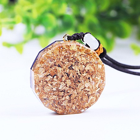 Pandantiv Cristale Lapis Lazuli Orgon Ruben cu Simbol SriYantra si Foite de Cupru [1]