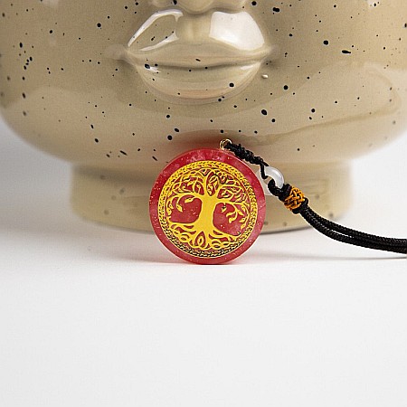 Pandantiv orgonic “AGNI” din Cristal Roz cu Simbol Copacul Vietii, 3.6cm [4]