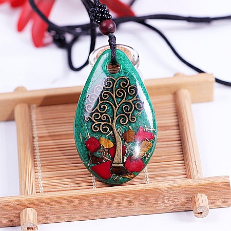 Pandantiv orgonic luminos Darsh, cu Copacul Vietii cu Ochi de Tigru, Coral Rosu [3]