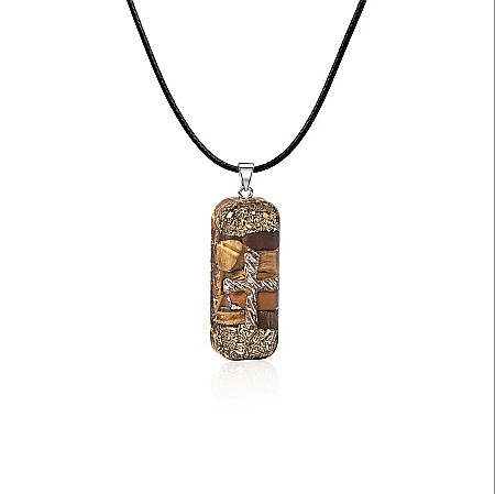 Pandantiv Orgonic pentru barbati Cu Cruce - Colier Energetic din Cristale de Ochi De Tigru [2]