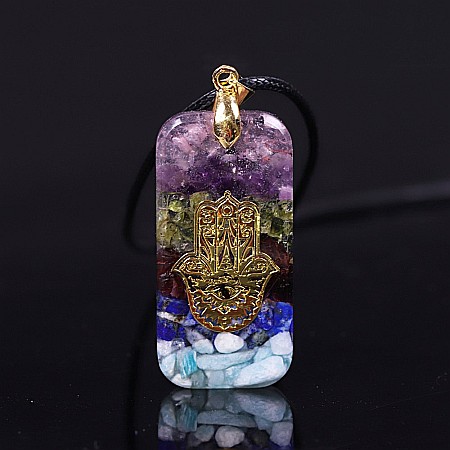 Pandantiv orgonit Janette cu mana Fatimei din cristale semipretioase [2]