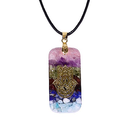 Pandantiv orgonit Janette cu mana Fatimei din cristale semipretioase [4]