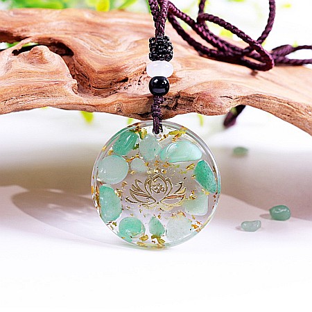 Pandantiv orgonit Kaia cu pietre semipretioase de Amazonit si simbol lotus [4]