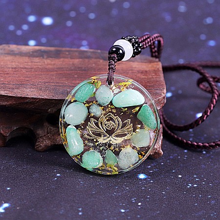 Pandantiv orgonit Kaia cu pietre semipretioase de Amazonit si simbol lotus [2]