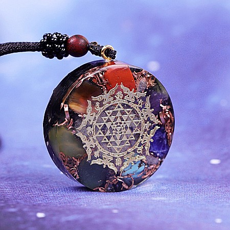 Pandantiv pietre semipretioase 7 Chakre orgonit Cybele, simbol SriYantra [2]