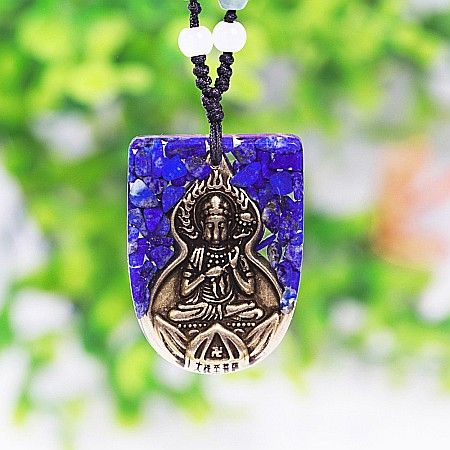 Pandantiv Pietre Semipretioase Lapis Lazuli orgon cu statueta Buddha [2]